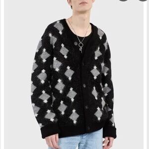 The Kooples Black and Gray Argyle Sweater